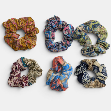 Recycled Sari Hair Scrunchies Pack 1