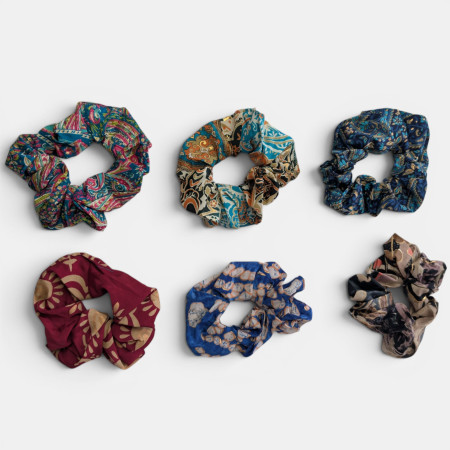Recycled Sari Hair Scrunchies Pack 3