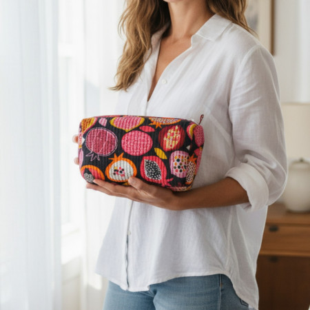 Vibrant Fruit Set Of 3 Make Up Wash Bag Black