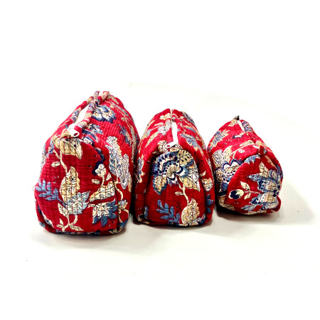 Block print Wash Bag Red