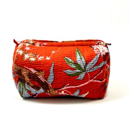 Orange Flower print Wash Bag MEDIUM
