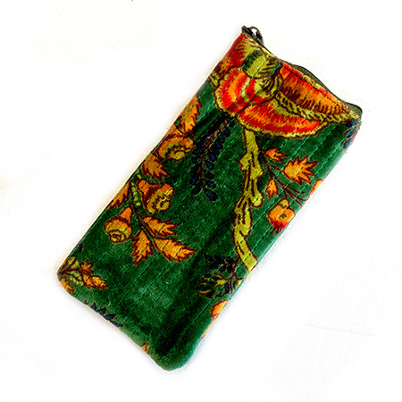 Quilted Velvet Glasses Case Green