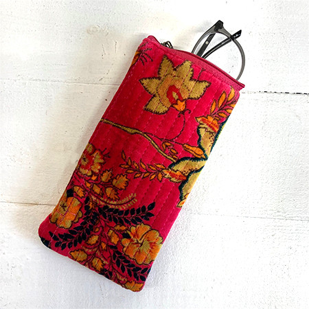 Quilted Velvet Glasses Case Fushia