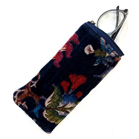 Quilted Velvet Glasses Case Navy