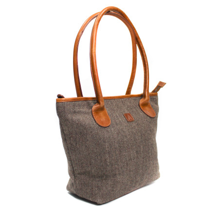 Herringbone Brown Basket Bag 