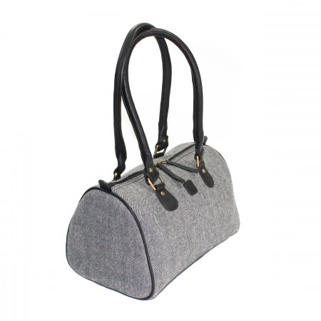 Herringbone Black Barrel Bag