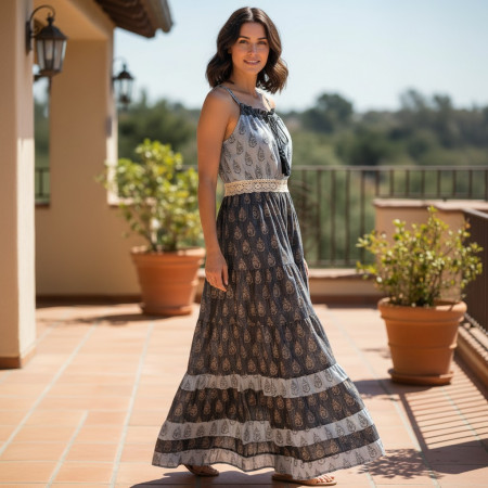 Paisley Lace Maxi Dress