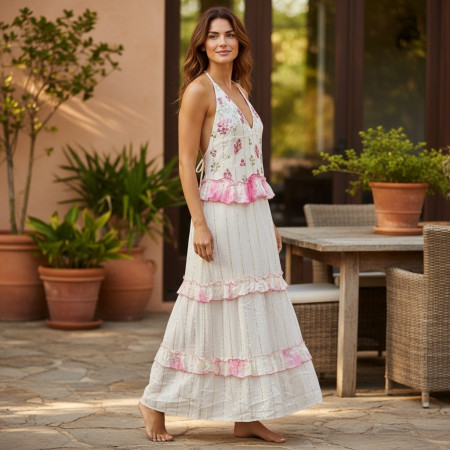 Embellished Maxi Dress Pink