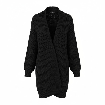 Short Knitted Cardigan X Large Black