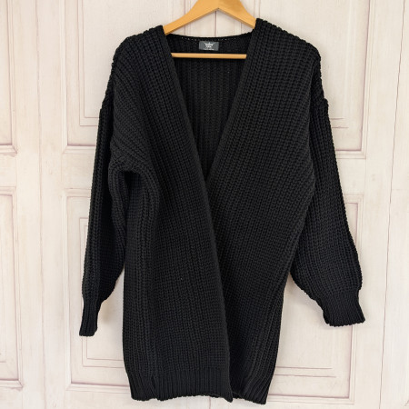 Short  Knitted Cardigan Medium Black