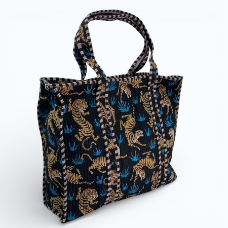 Shira Quilted Tote Bag Blue