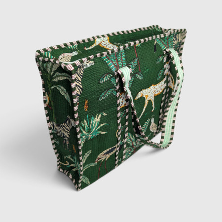 Large Quilted Tote Bag  Green