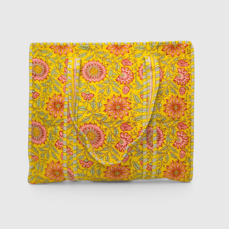 Large Quilted Tote Bag - Yellow