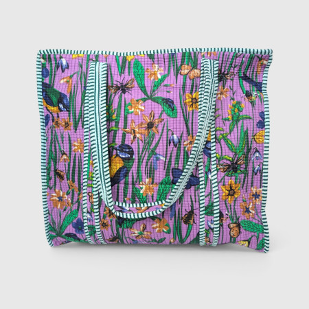 Large Quilted Tote Bag - Purple