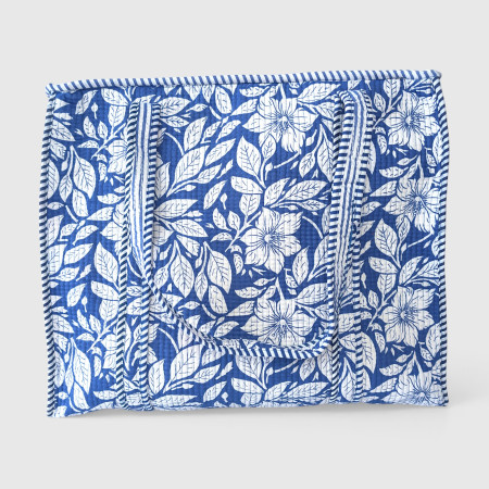 Large Quilted Tote Bag - Blue