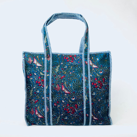 Large Quilted Tote Bag - Teal