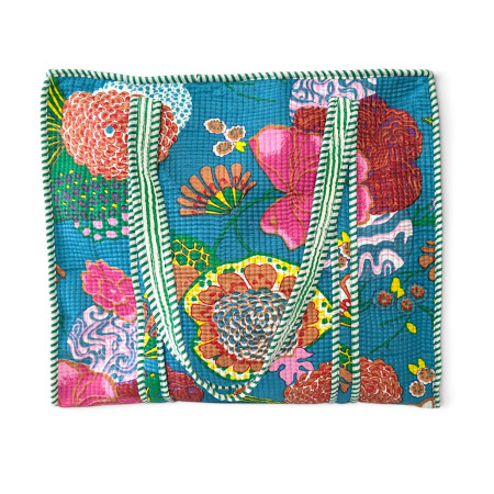 Large Quilted Tote Bag - Teal