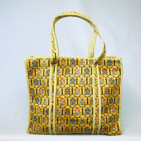 Large Quilted Tote Bag - Yellow