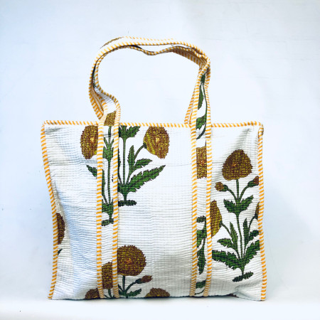 Large Quilted Tote Bag - White