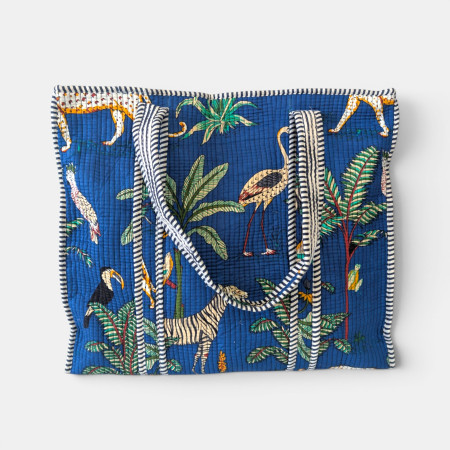 Large Quilted Tote Bag - Blue