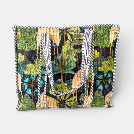 Large Quilted Tote Bag - Green