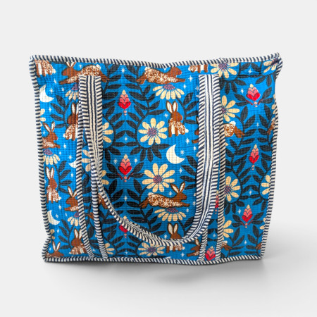 Large Quilted Tote Bag - Blue