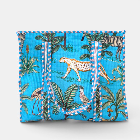 Large Quilted Tote Bag - Turquoise