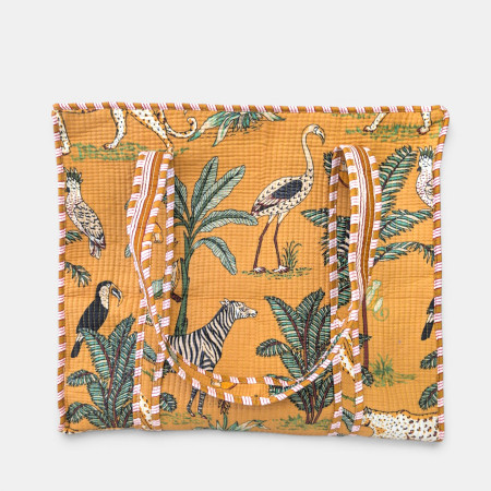 Large Quilted Tote Bag - Yellow