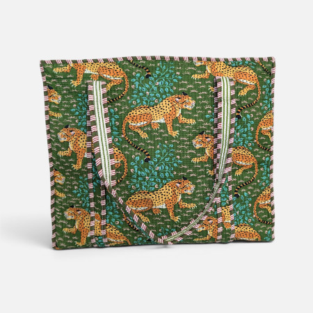 Large Quilted Tote Bag - Green