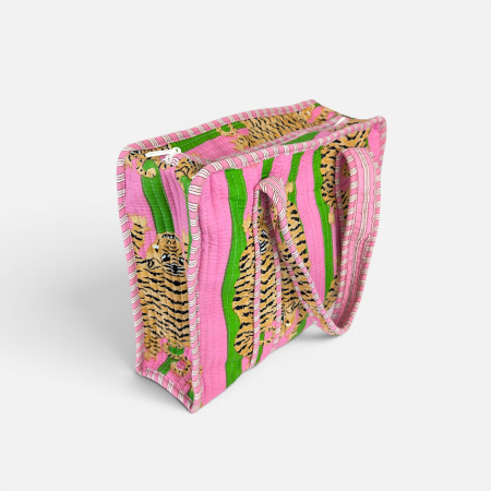 Small Quilted Tote Bag - Pink