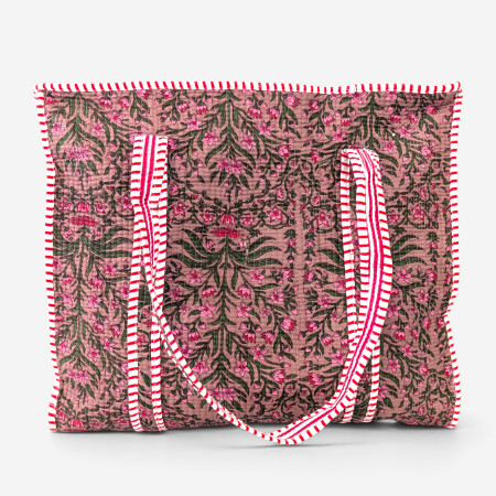 Large Quilted Tote Bag - Mauve