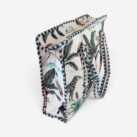 Large Quilted Tote Bag - White