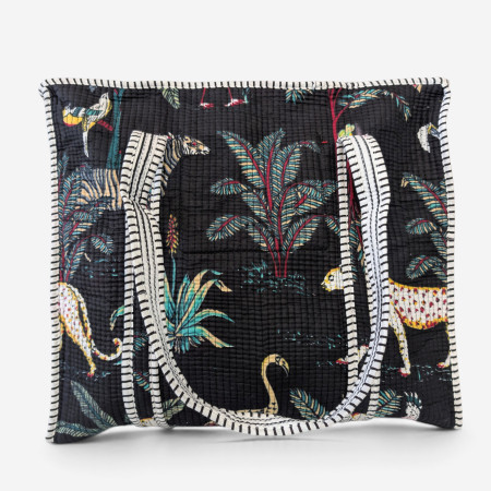 Large Quilted Tote Bag - Black