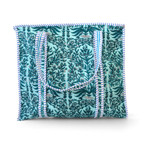 Large Quilted Tote Bag - Blue