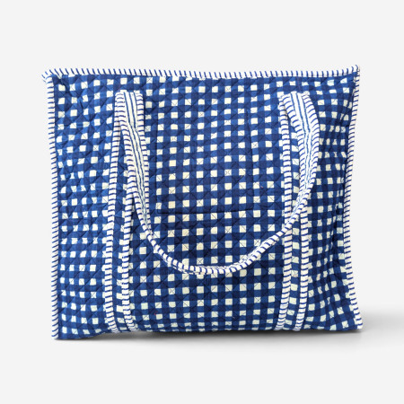 Large Quilted Tote Bag - Blue