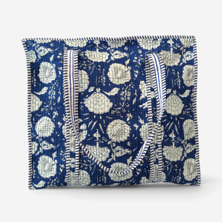 Large Quilted Tote Bag - Blue