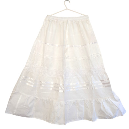 White Broderie Cotton Skirt