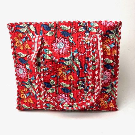 Large Quilted Tote Bag - Red