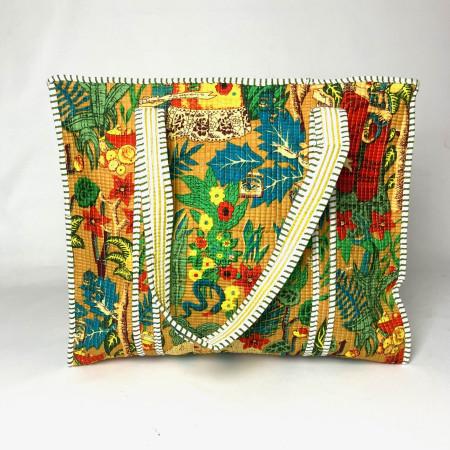 Large Quilted Tote Bag - Yellow