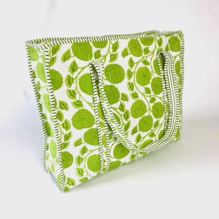 Large Quilted Tote Bag - Green