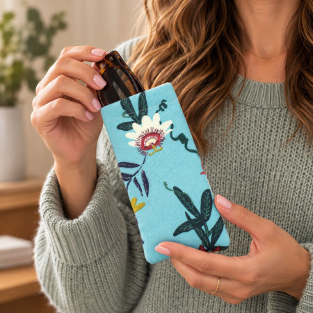 Passion Flower Glasses Case Light Blue
