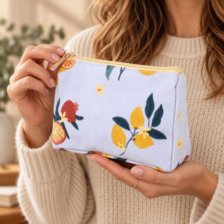 Fruit Tree Make Up Bag Grey