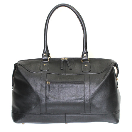 Pebbled Leather Travel Bag Black