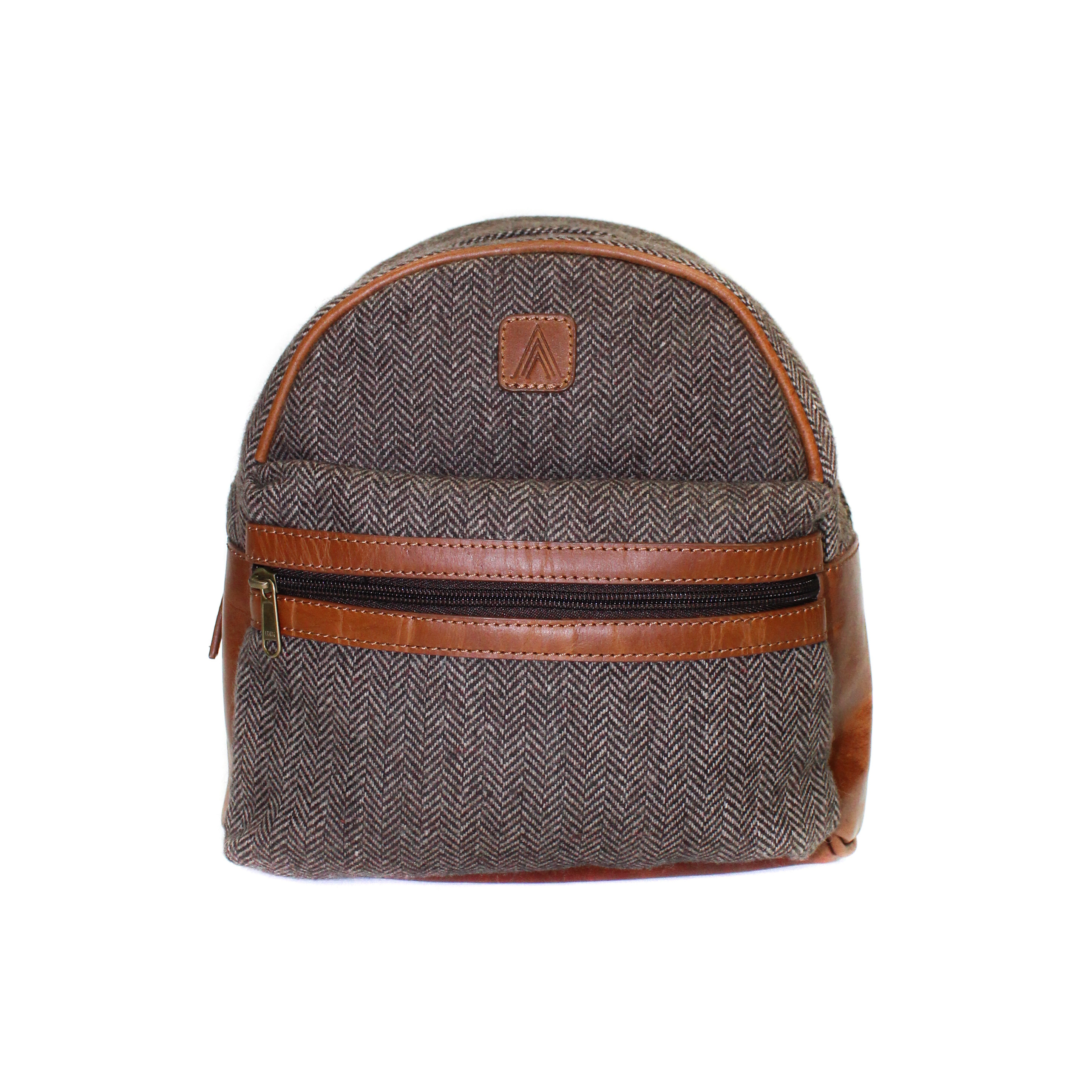 Herringbone Brown Small Backpack