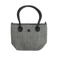 Herringbone Black Basket Bag 