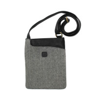 Herringbone Black Flat Messenger Bag 