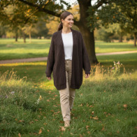 Short  Knitted Cardigan M Coffee