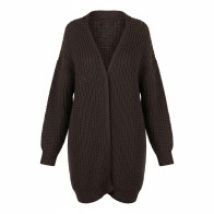 Short Knitted Cardigan L Coffee
