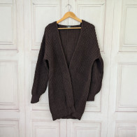 Short Knitted Cardigan XL Coffee