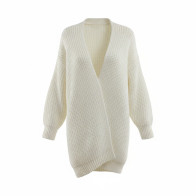 Short Knitted Cardigan XL White